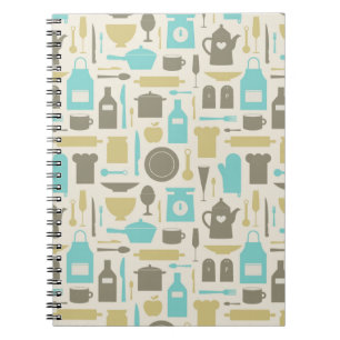 Caderno Espiral Teste padrão de ferramentas da cozinha
