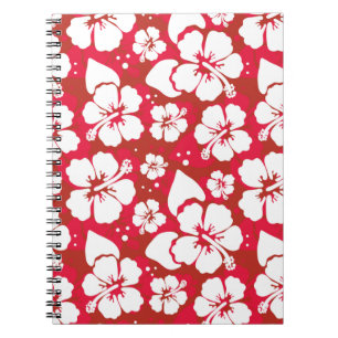 Caderno Espiral Teste padrão de flores do hibiscus
