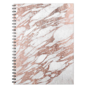 Caderno Espiral Teste padrão de mármore Dourado branco e