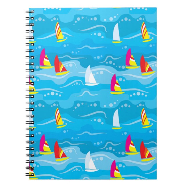 Caderno Espiral Teste padrão de néon do iate (Frente)