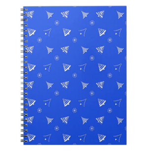 Caderno Espiral teste padrão do azul do feriado do Natal