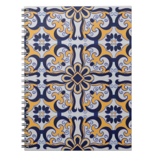 Caderno Espiral Teste padrão do azulejo do português