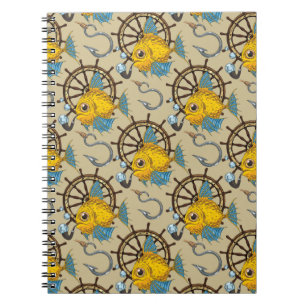 Caderno Espiral Teste padrão do capitão de mar peixe