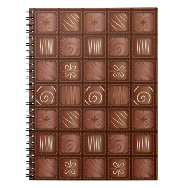 Caderno Espiral Teste padrão do chocolate (Frente)