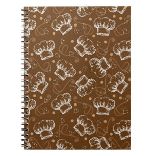 Caderno Espiral Teste padrão do cozinhar com chapéu do cozinheir