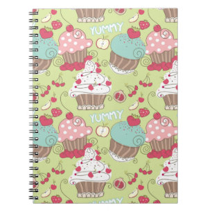 Caderno Espiral Teste padrão do cupcake