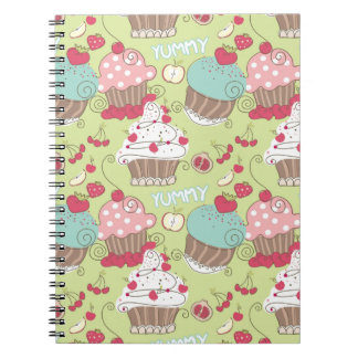 Caderno Espiral Teste padrão do cupcake