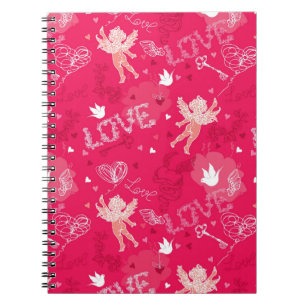 Caderno Espiral Teste padrão do dia dos namorados com Cupido