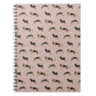 Caderno Espiral Teste padrão do german shepherd (rosa)