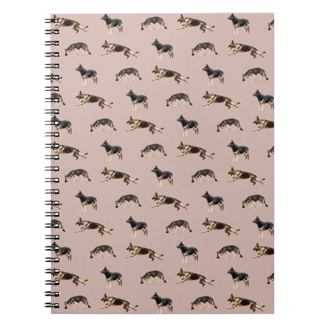 Caderno Espiral Teste padrão do german shepherd (rosa) (Frente)