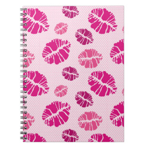 Caderno Espiral Teste padrão do impressão da forma do beijo do