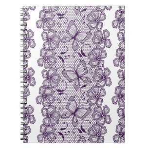 Caderno Espiral Teste padrão do laço com borboletas