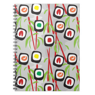 Caderno Espiral Teste padrão do sushi