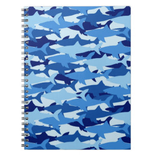 Caderno Espiral Teste padrão do tubarão azul