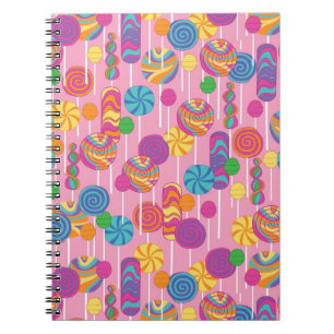 Caderno Espiral Teste padrão dos doces dos pirulitos