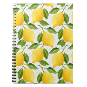 Caderno Espiral Teste padrão dos limões da aguarela