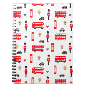 Caderno Espiral Teste padrão dos símbolos de Inglaterra