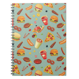 Caderno Espiral Teste padrão elegante do fast food
