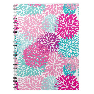 Caderno Espiral Teste padrão floral brilhante 2
