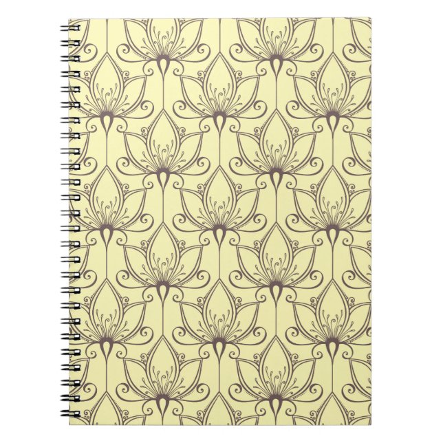Caderno Espiral Teste padrão floral de creme (Frente)