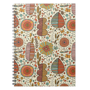Caderno Espiral Teste padrão floral do verão feito das folhas