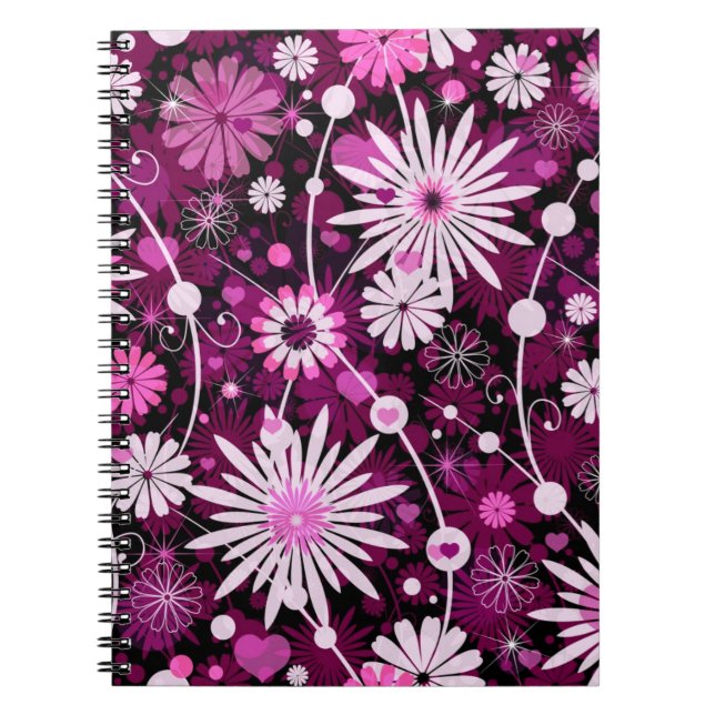 Caderno Espiral Teste padrão floral dos namorados (Frente)
