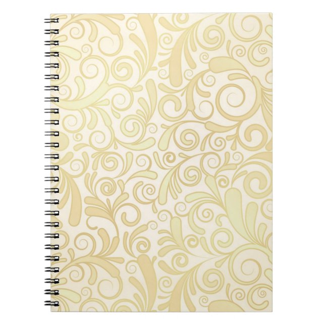 Caderno Espiral Teste padrão floral Dourado das folhas (Frente)