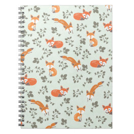 Caderno Espiral Teste padrão floral Foxy