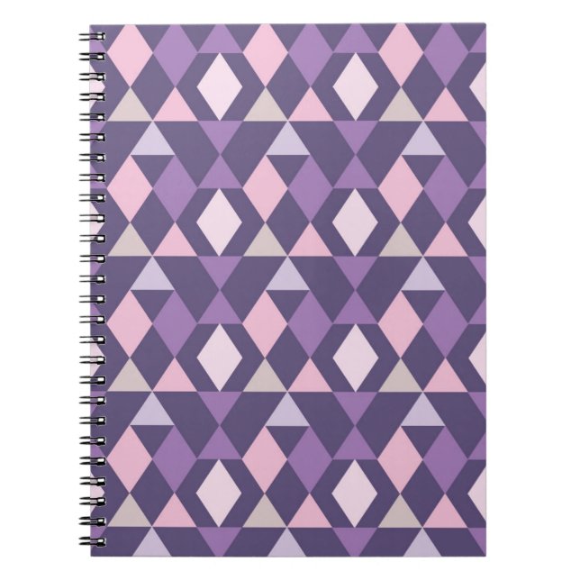 Caderno Espiral Teste padrão geométrico árabe roxo (Frente)