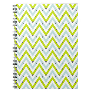 Caderno Espiral Teste padrão geométrico azul & verde da hortelã de