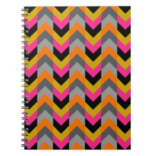 Caderno Espiral Teste padrão geométrico colorido de Chevron