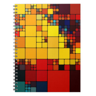 Caderno Espiral Teste padrão geométrico do arco-íris vibrante