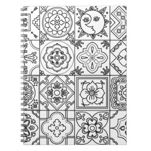 Caderno Espiral Teste padrão inspirado de Talavera