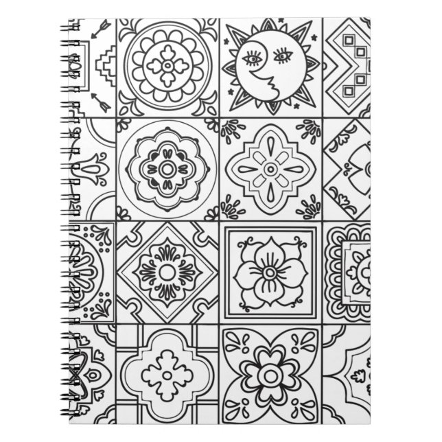 Caderno Espiral Teste padrão inspirado de Talavera (Frente)