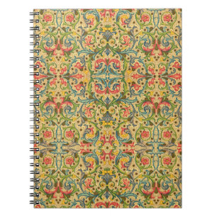 Caderno Espiral Teste padrão italiano dourado do Arabesque