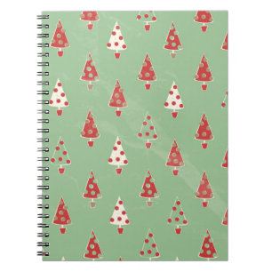 Caderno Espiral Teste padrão lunático bonito da árvore de Natal