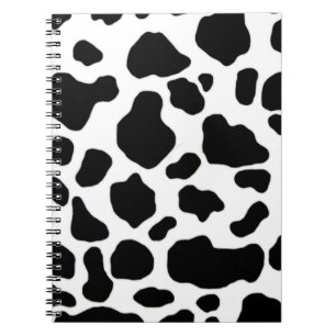 Caderno Espiral teste padrão preto e branco do impressão da vaca