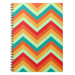 Caderno Espiral Teste padrão retro de Chevron do ziguezague do