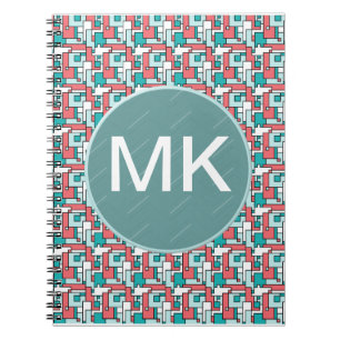 Caderno Espiral Teste padrão retro do tijolo