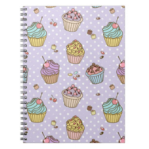 Caderno Espiral Teste padrão retro dos doces