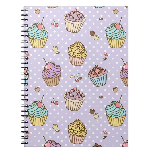 Caderno Espiral Teste padrão retro dos doces (Frente)