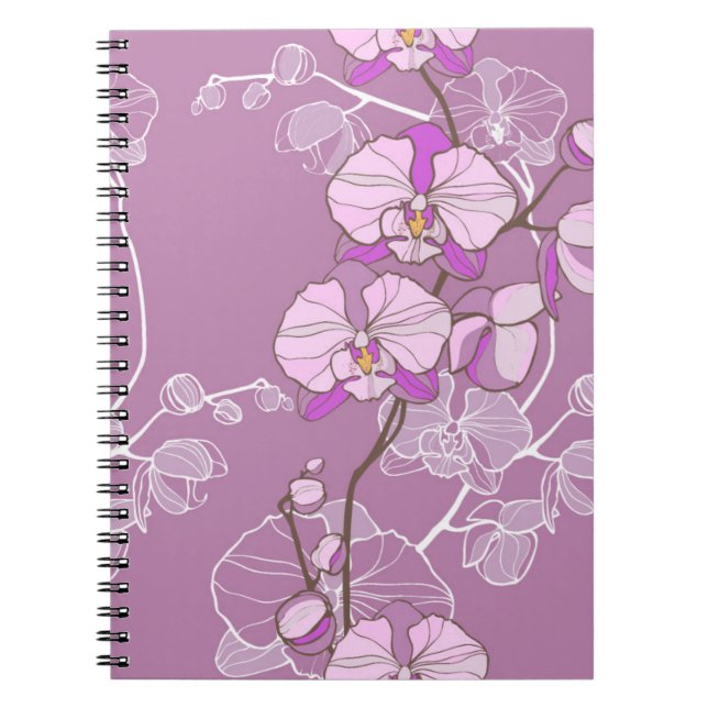 Caderno Espiral Teste padrão roxo da orquídea (Frente)