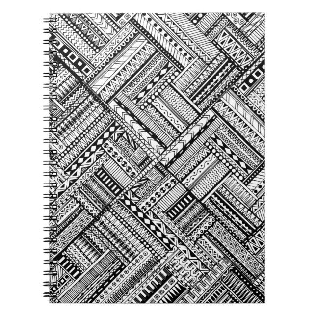 Caderno Espiral Teste padrão tribal inspirado da arte (Frente)