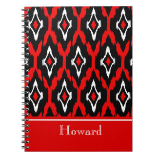 Caderno Espiral Teste padrão tribal vermelho branco preto moderno