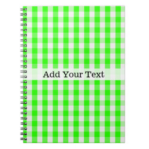 Caderno Espiral Teste padrão verde de néon do guingão por Shirl