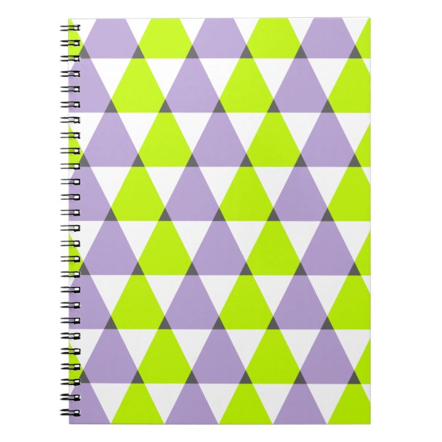 Caderno Espiral Teste padrão verde roxo geométrico moderno dos (Frente)