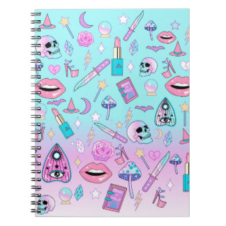 Caderno Espiral Testemunha Pastel Gótico Girly Creepy Cute Kawaii