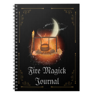Caderno Espiral Testemunhas Fogo Magick Diário Laranja Negro