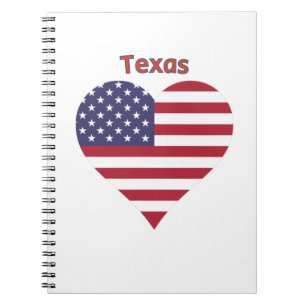 Caderno Espiral Texas American Flag Heart