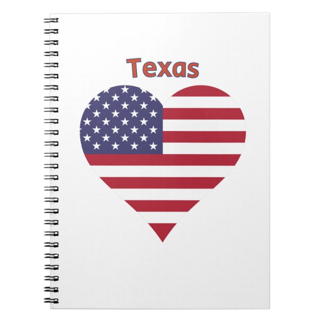 Caderno Espiral Texas American Flag Heart (Frente)